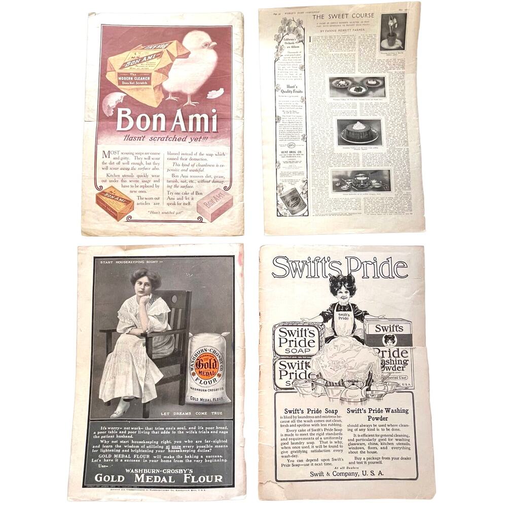 Antique Ephemera Lot of 4 Double Sided Advertisements from 1900s